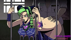 Jolyne hentai gifs em sexo anal grupal