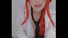 Makima cosplay pornô de novinha metendo no cuzinho